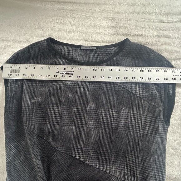 OSKA Women Black Grey Houndstooth Plaid Shift Dress Size 3 Wool Blend Cap Sleeve - Picture 5 of 8